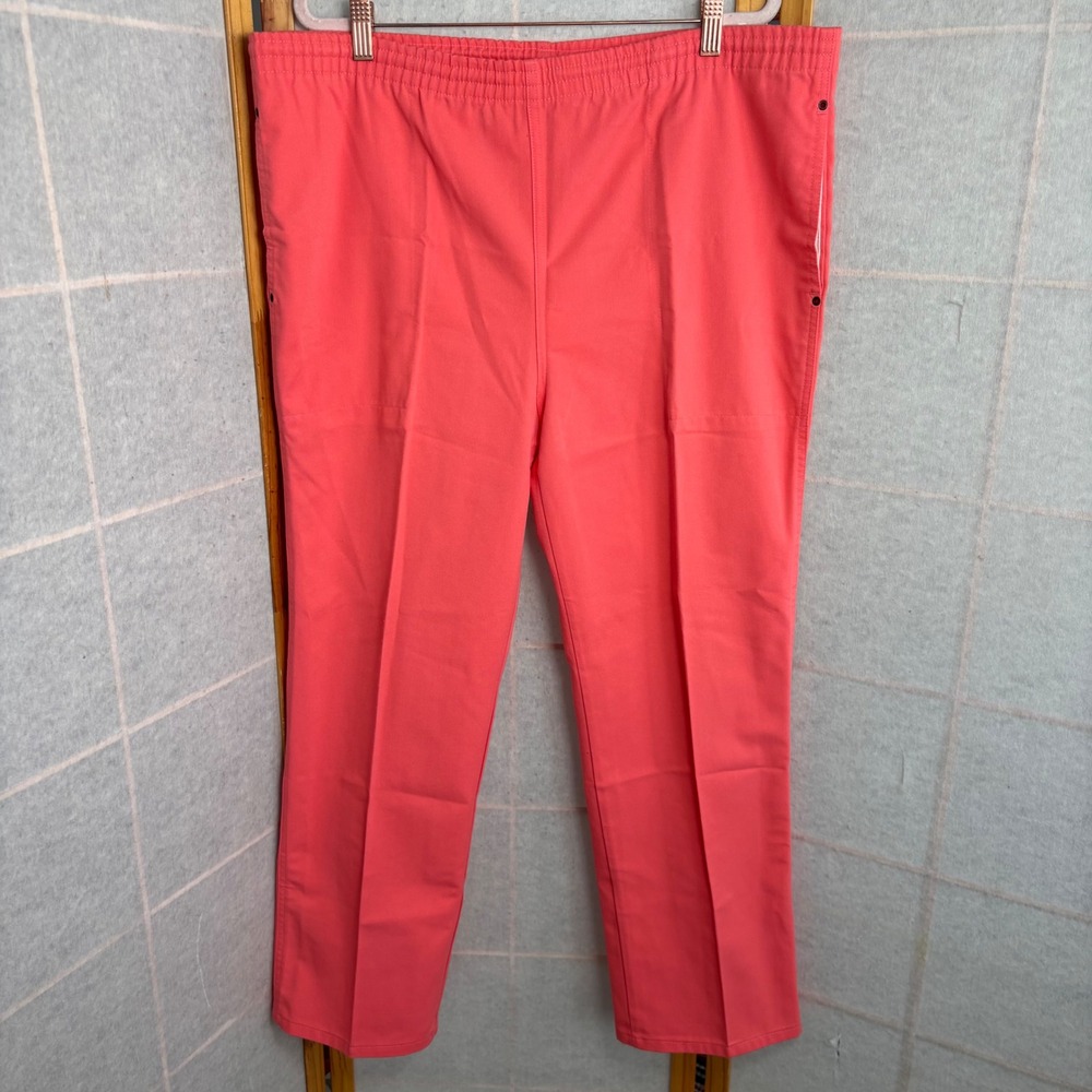 VTG Clear Creek Mens Large Coral Pink Elastic Waist Pull On Pants Cotton Blend L